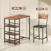 Bar Table Set 3 Piece Stools Shelves Industrial Dining Breakfast Table for Home