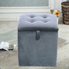 Velvet Cube Pouffe Storage Box Ottoman Seat Stool Storage Box Home Footstool NEW