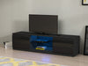 Modern TV Unit Stand Cabinet Black High Gloss Doors & Matt Body with LED Lights
