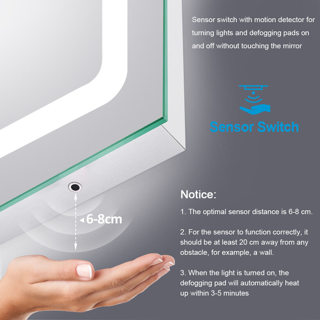 700X500mm LED Mirror Bathroom Illuminated with Anti-fog Demister Shaver Socket