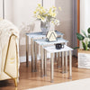 Nest of 3 White Marble Tempered Glass Nested Table Side End Sofa Lamp Tables