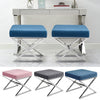 Velveteen Pouffe Chairs X-Shape Legs Footrest Ottoman Vanity Dressing Seat Stool