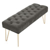 Velvet Long Seat Bench Dining Chairs Soft Padded Metal Legs Lounge Stool Home