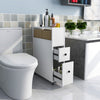 Movable Bathroom Storage Cabinet Narrow Toilet Paper Holder Side Cabinet White