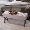 Linen Foot Stool Bench Dining Bench Button Tufted Bedside Seat End Hallway