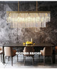 Crystal Dining Room Island Pendant Lamp Long Chandeliers Rectangle Ceiling Light
