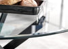 100cm Round Black & Clear Tempered Glass Industrial 4 Seater Dining Table