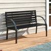 Metal Garden Bench Slatted 2 Seater Yard Patio Park Chair Seat Outdoor Furniture
