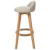 2pcs Breakfast Bar Stools Low Back Linen Padded High Chair Wooden Legs Barstool