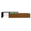 Modern LED TV Stand Unit Wooden Cabinet with Glass Shelves & 2 Drawers Storage