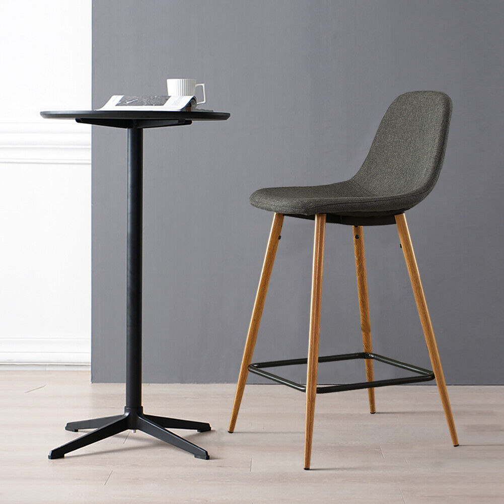 2X Bar Stools Fabric/Faux Leather Pub Chairs Breakfast Kitchen Metal Leg Modern