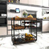 Home Bar Serving Cart 3-Tier Rustic Rolling Bar Cart Mobile Storage Wine Rack