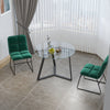 Stylish Large Round Clear Glass Dining Table Metal Base Restaurant Café Kitchen