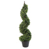 Artificial Boxwood Spiral Tree Topiary 3ft 90cm Buxus Spiral Pair Realistic