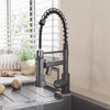 Modern Mono Pull Out Twin Kitchen Mixer Tap Dual Spout Spray Single Lever Grey