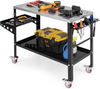 Welding Table 580kg Load Fixture Holes Slots Shelves Mobile Heavy Duty Workbench