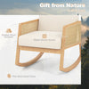 Upholstered Rocking Chair Bedroom Modern Single Accent Chair w/Rattan Armrests
