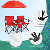 Folding Loveseat Camping Chair Portable Picnic Double Chair w/umbrella