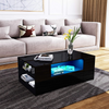 LED Coffee Table Wooden 2 Drawer Storage High Gloss Modern Living Room Furniture