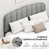 Linen Upholstered Platform Bed with Adjustable Scalloped Tufted Headboard-Grey