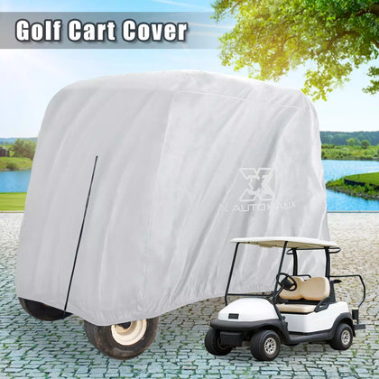 2 Passenger Golf Cart Cover 400D Sunproof Golf Cart Protective Cover Silver Tone