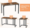 Dining Table Set 4 Piece Bench Stools Industrial Metal Frame Space Saving Brown