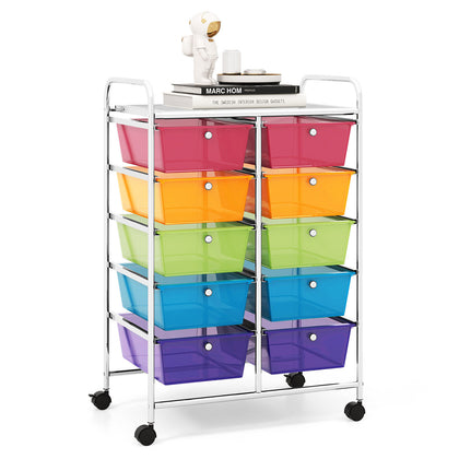 10-Drawer Storage Cart Home Organizer Storage Unit Trolley Utility Cart Colorful