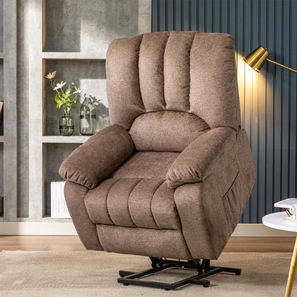 Armchair Electric Massage Power Lift Recliner Chair Single Sofa Brown Fabric
