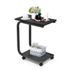 Rolling C-shaped Laptop Side Table Bedside Table Sofa Couch Table W/ 4 Wheels