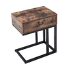 C-Shaped Sofa Side Table Vintage Coffee Snack Table Laptop Stand Drawer Bed End