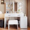 Dressing Table with Adjustable LED Light Vanity Table White Makeup Desk