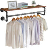 Industrial Pipe Clothes Rack Rail Closet Wall Hanging Rod Bar with Shelf