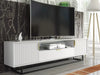 200cm Loft Retro Milled Fronts TV Unit Stand | White Matt Body | Vintage Cabinet
