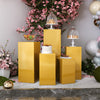 5-Piece Gold Metal Wedding Centerpiece Plinth Flower Pedestal Cake Dessert Stand
