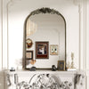 Traditional Arched Wall Mirror Gold Baroque Inspired Carved Framed Vanity Mirror