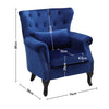 Blue Velvet Armchair Chesterfield Wing Back Button Accent Tub Chair with Cushion