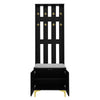 HALLWAY FURNITURE SET WARDROBE WITH COAT RACK SHOE CABINET BENCH & CUSHION BLACK