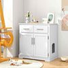 Modern Indoor Cat Furniture Cat Litter Box Enclosure w/ Storage-White