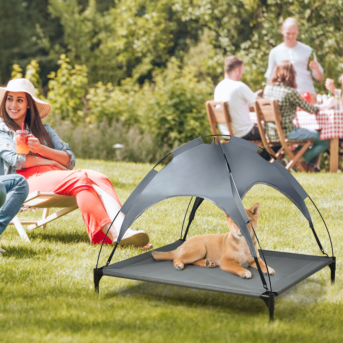 Exlarge Elevated Dog Bed Portable Pet Cot Tent w/ Removeable Canopy Waterproof