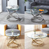 Gold Silver Coffee Table Side Table with Round Glass Top Living Room Furniture