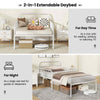 Metal Daybed Extendable Daybed to Single Size Bed-White