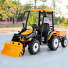 12V Battery Powered Kids Ride on Tractor Trailer 2-in-1 Electric Ground Loader