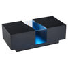 High Gloss Black Coffee Table With Storage 2 Drawer RGB LED Wooden Living Room