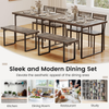 Dining Table Set Rectangular Bench 2 Chairs Industrial Kitchen Space Saving Home