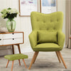 Upholstered Linen High Back Armchair Sofa Wing Chair with Footstool Lounge Seat