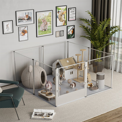 Large Acrylic Dog Playpen Kennel Whelping Pen Box Anti-anxiety Pet Barrier Fence