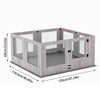 Indoor Tempered Glass Dog Playpen Pet Whelping Pen Box Protective Ledge Inside
