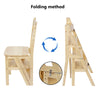 4 Steps Ladder Folding Step Ladder Chair, Bamboo Stool for Storage & Decoration