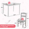 Children Wooden Table and 4 Chairs Set Activity Desk Set Grey