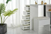 Classic Corner Dressing Table Stool Set White Makeup Desk Vanity Mirror 5 Drawer